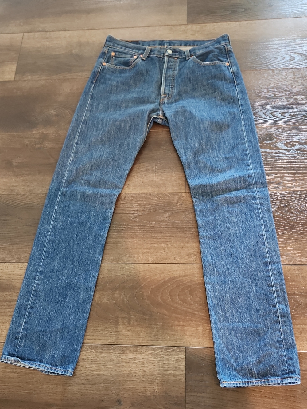 Levi's 501 Original Fit Jeans Mens 34x36 Dark Wash Blue Button Fly Straight Leg